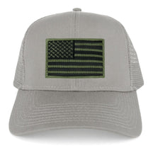Armycrew USA American Flag Embroidered Patch Snapback Mesh Trucker Cap - Grey