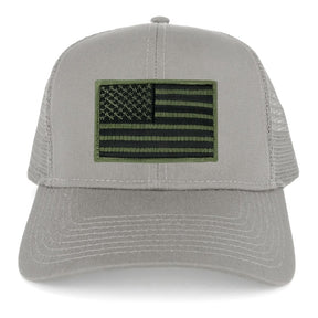 Armycrew USA American Flag Embroidered Patch Snapback Mesh Trucker Cap - Grey