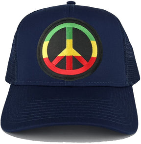 Rasta Peace Symbol Embroidered Iron on Circle Patch Ajustable Trucker Cap