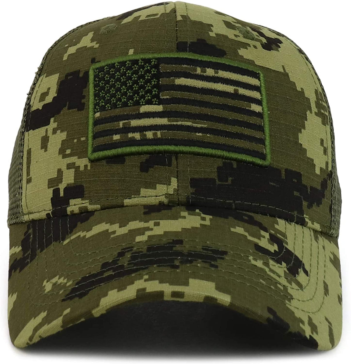 Armycrew USA Flag Embroidered Structured Trucker Mesh Baseball Cap - FDC