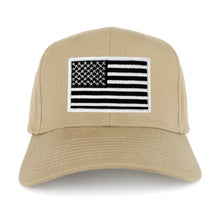 USA American Flag Logo Embroidered Iron On Patch Snap Back Cap - Khaki