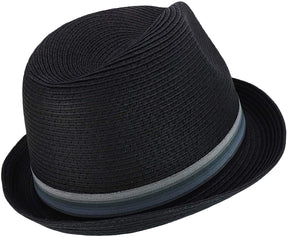 Armycrew Men's XXL Oversized Stingy Brim Paper Braid Fedora with Striped Band