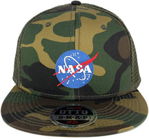 Armycrew NASA Insignia Small Space Logo Embroidered Patch Camo Snapback Mesh Trucker Cap
