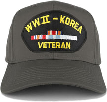 Armycrew WW2 to Korea Veteran Embroidered Patch Snapback Baseball Cap