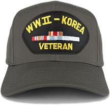 Armycrew XXL Oversize WW2 to Korea Veteran Large Patch Baseball Cap