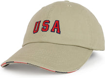 Armycrew USA Embroidered Washed Cotton Twill Unstructured Sandwich Bill Baseball Cap