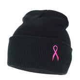 Armycrew Made in USA Breast Cancer Pink Ribbon Embroidered Cuff Long Beanie