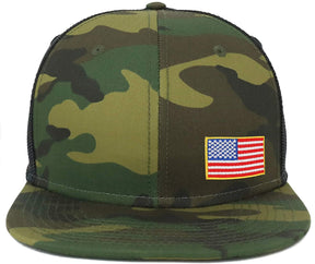 Armycrew Oversize XXL Small Side USA Flag Patch Camouflage Flatbill Mesh Snapback Cap