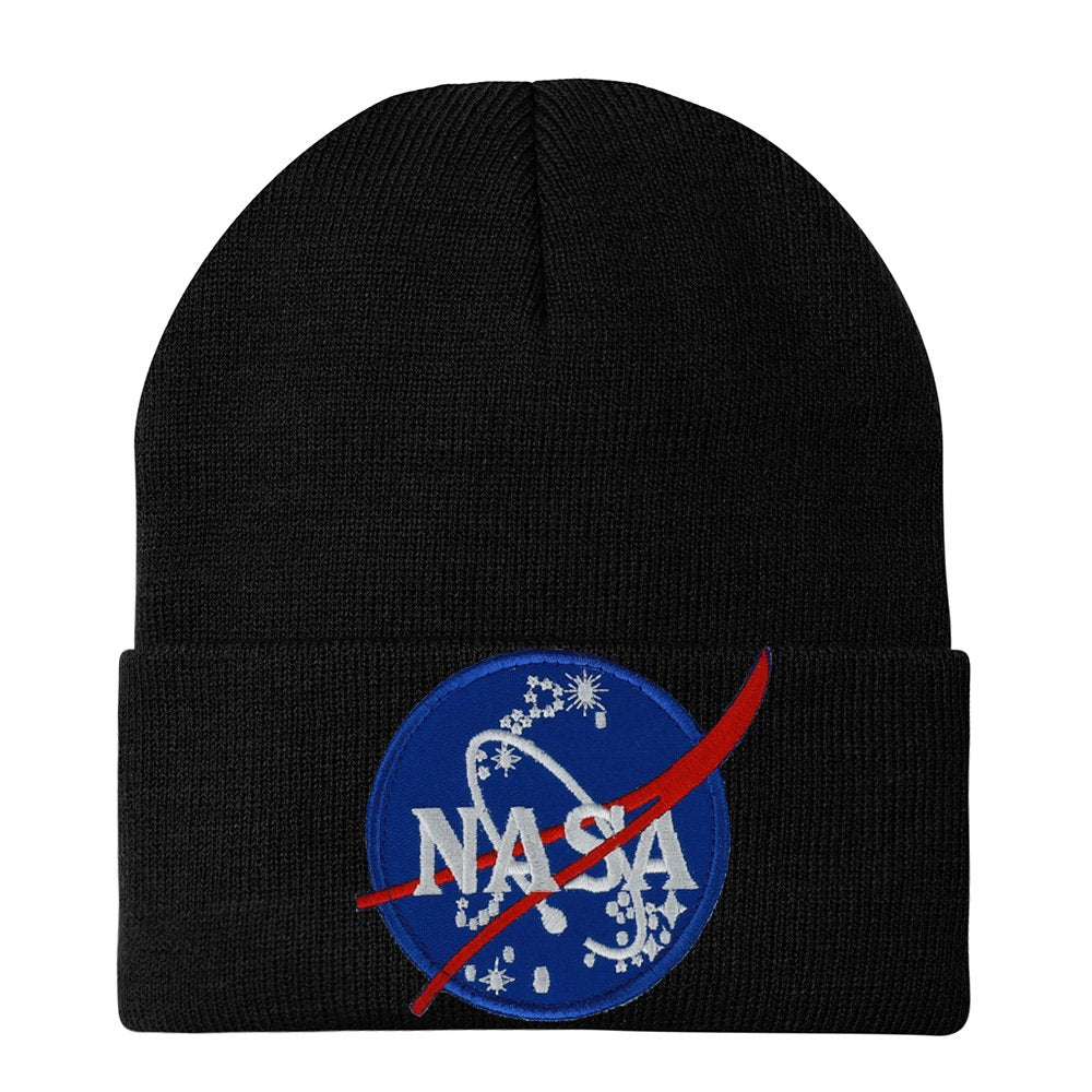 Made in USA - NASA Insignia Logo Embroidered Patch Long Cuff Beanie