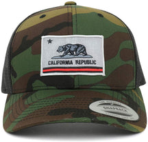 Armycrew California State Flag Patch Trucker Cap - Two Tone Mesh Back Adjustable Snapback