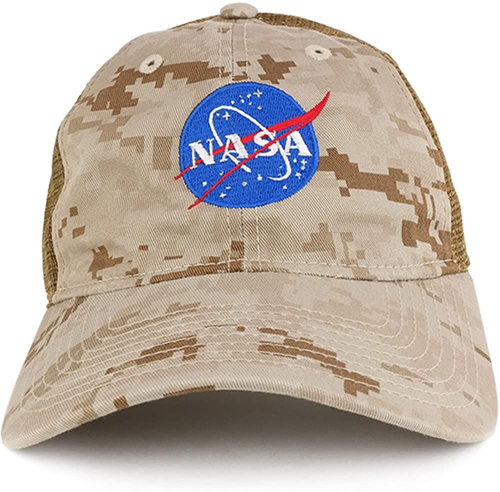 Armycrew Low Profile Unstructured NASA Insignia Embroidered Camo Mesh Trucker Cap