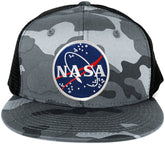 NASA Meatball Round Embroidered Iron On Patch Flat Bill Snapback Trucker Mesh Cap - BNB