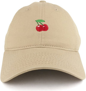 Armycrew Small Cherry Embroidered Washed Cotton Soft Crown Adjustable Dad Hat