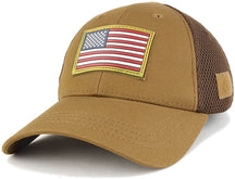 Armycrew USA Gold American 3D Flag Rubber Tactical Patch Low Crown Adjustable Mesh Cap