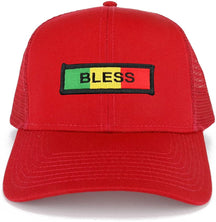 Bless Green Yellow Red Embroidered Iron on Patch Adjustable Trucker Mesh Cap