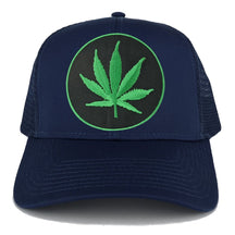 Marijuana Leaf Circle Iron on Patch with Green Border Adjustable Trucker Cap
