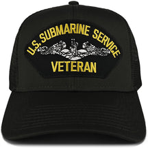 Armycrew US Submarine Service Veteran Embroidered Patch Snapback Mesh Trucker Cap - Black