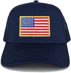 Armycrew USA American Flag Embroidered Patch Snapback Mesh Trucker Cap - Navy