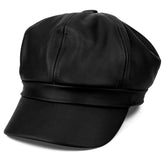Armycrew Plain PU Vegan Leather Newsboy Cap