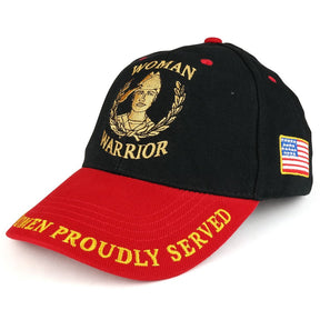 Woman Warrior USA Flag Embroidered Structured Cotton Twill Baseball Cap