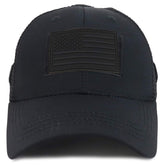 Armycrew US American Flag Black 3D Rubber Tactical Patch Trucker Mesh Back Cap