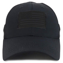 Armycrew US American Flag Black 3D Rubber Tactical Patch Trucker Mesh Back Cap