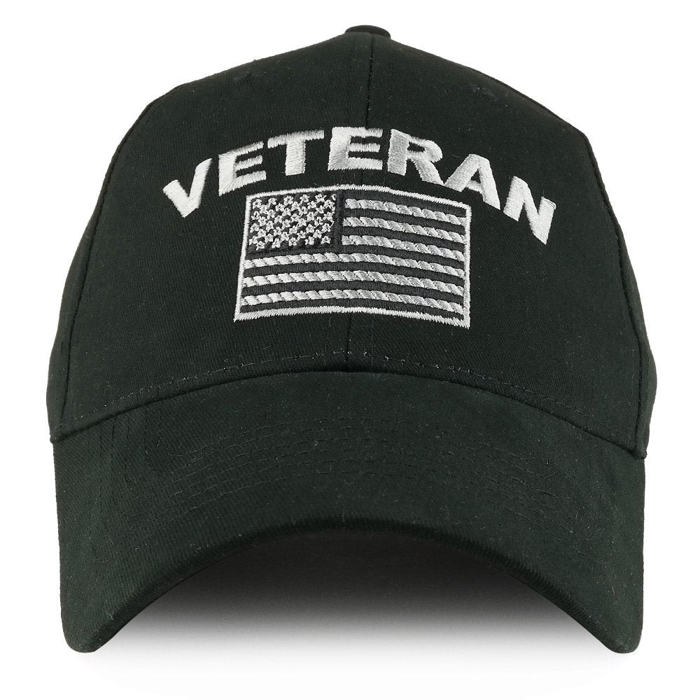 Armycrew Veteran USA Flag Embroidered Structured Cotton Baseball Cap
