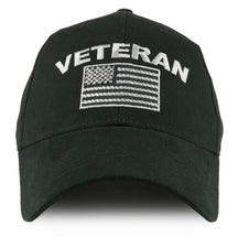 Armycrew Veteran USA Flag Embroidered Structured Cotton Baseball Cap