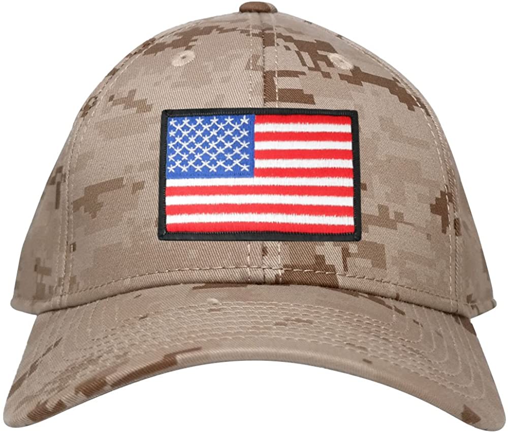 Low Profile US American Flag Patch Camo Cap - DES