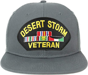 Armycrew Oversize XXL Desert Storm Veteran Large Patch Flatbill Mesh Snapback Cap