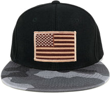 Armycrew USA American Flag Embroidered Patch Urban Camo Flat Bill Snapback Cap - URB