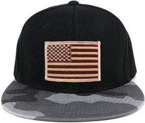 Armycrew USA American Flag Embroidered Patch Urban Camo Flat Bill Snapback Cap - URB