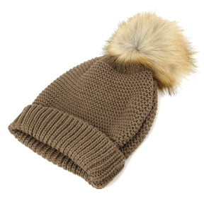Armycrew Winter Knit Pom Pom Accent Beanie Hat