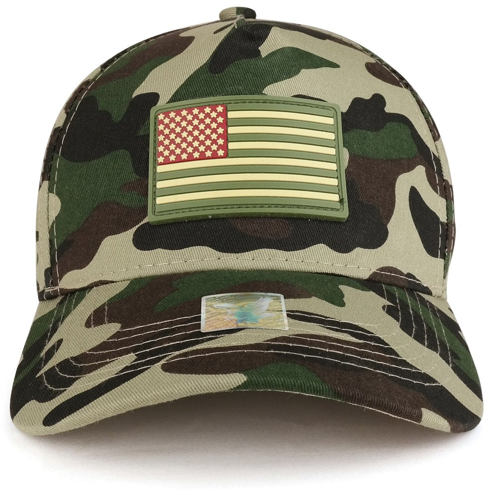 Armycrew USA Flag Rubber Patch Embroidered 5 Panel Cotton Baseball Cap