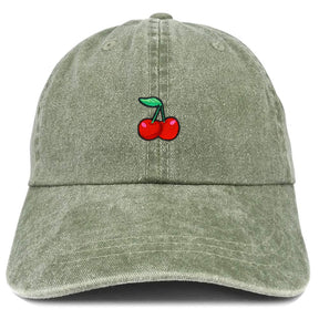Armycrew Cherry Embroidered Patch Unstructured Cotton Washed Baseball Cap