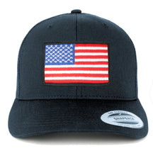 Armycrew American Flag Patch Snapback Trucker Mesh Cap - Navy