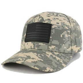 Armycrew US American Flag Black 3-D Rubber Tactical Patch with Adjustable Structured Operator Cap - ACU