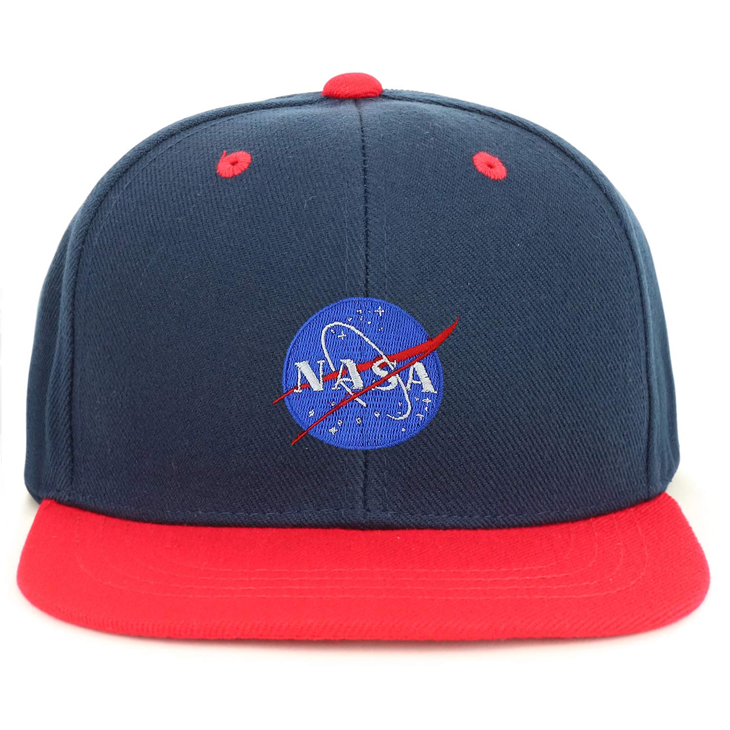 Armycrew Youth Kid's Small NASA Insignia Patch Flat Bill Snapback 2-Tone Baseball Cap