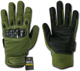 Carbon Fiber Hard Knuckle Premium Leather Glove - Olive
