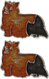 Armycrew Metallic Yorkshire Terrier Dog Badge Lapel Pins 2 Pack Set - YORKIE