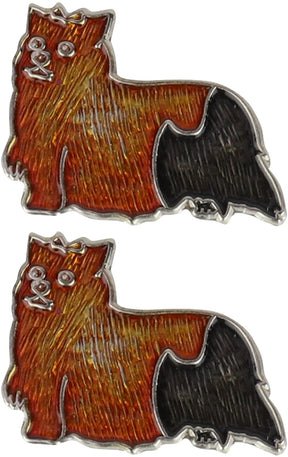 Armycrew Metallic Yorkshire Terrier Dog Badge Lapel Pins 2 Pack Set - YORKIE