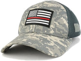 Thin RED Line American Flag 3D Rubber Tactical Patch Low Crown Adjustable Mesh Cap