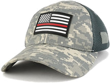 Thin RED Line American Flag 3D Rubber Tactical Patch Low Crown Adjustable Mesh Cap