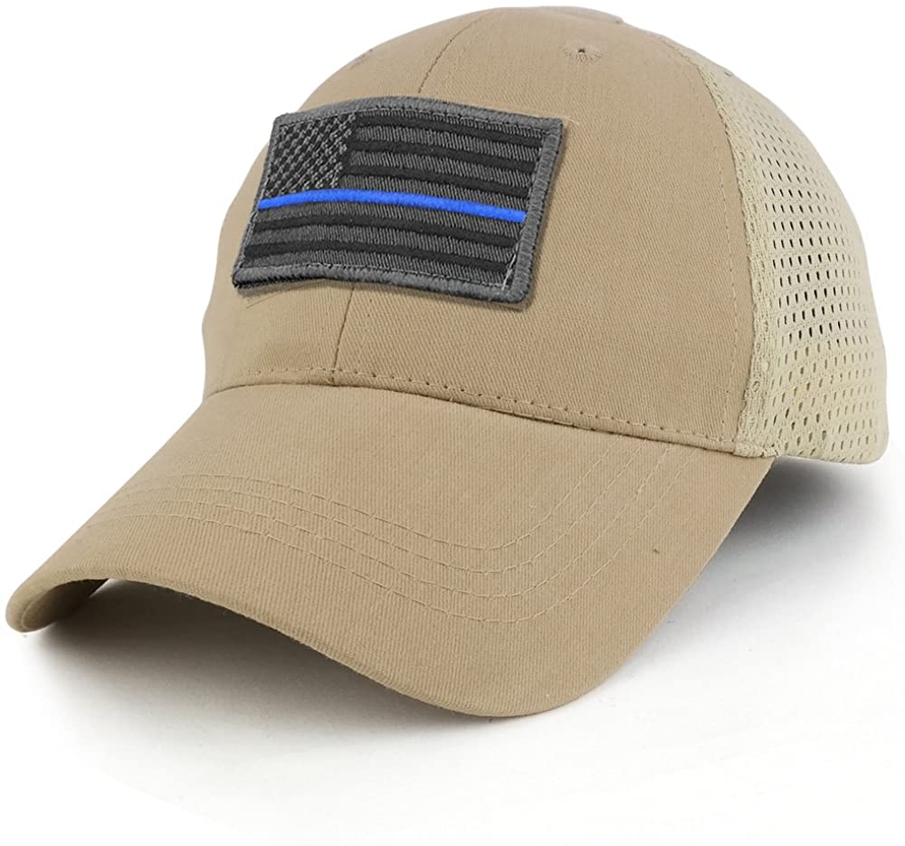 Armycrew USA Grey Thin Blue Flag Tactical Patch Cotton Adjustable Trucker Cap