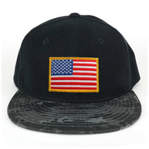 USA American Flag Embroidered Iron on Patch Camo Bill Snapback Cap - NTG