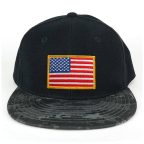 USA American Flag Embroidered Iron on Patch Camo Bill Snapback Cap - NTG