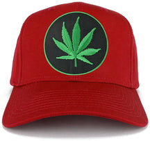 Marijuana Leaf Circle Iron on Patch with Green Border Adjustable Baseball Cap