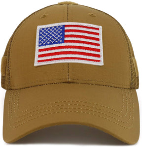Armycrew American Flag Original Tactical Embroidered Patch Trucker Mesh Back Cap