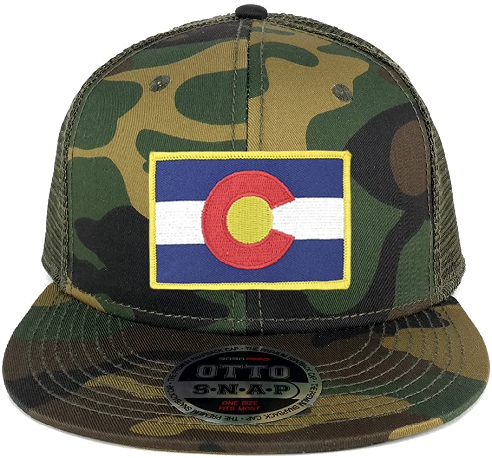 Armycrew Colorado Western State Flag Embroidered Patch Adjustable Camo Mesh Cap