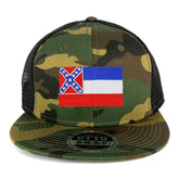 Armycrew New Mississippi State Flag Patch Camouflage Flatbill Mesh Snapback Cap - Camo Black